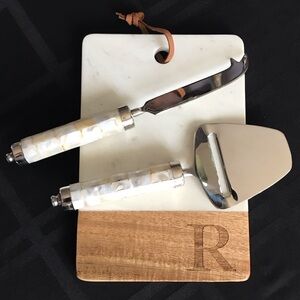 Elegant White and Silver Cheese Board Set